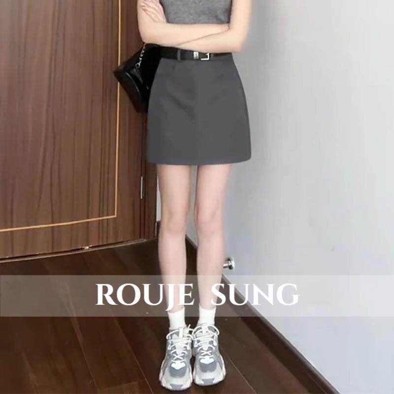 ROUJE SUNG~西装短裙女夏季包臀半身裙2025新款防走光高腰a字半裙