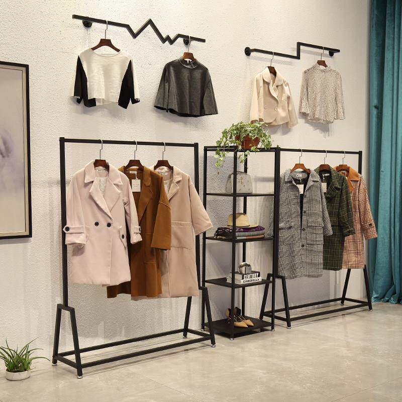服装店展示架铁艺衣架中岛架侧挂龙门架挂衣货架简约组合衣架落地