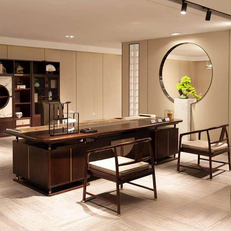 办公桌2025新款新中式实木大气老板桌大班台胡桃木办公室高端书桌