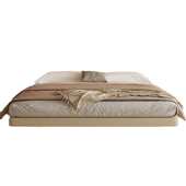 现代简约小户型箱体悬空床无床头悬浮储物床奶油风网红省空间皮床