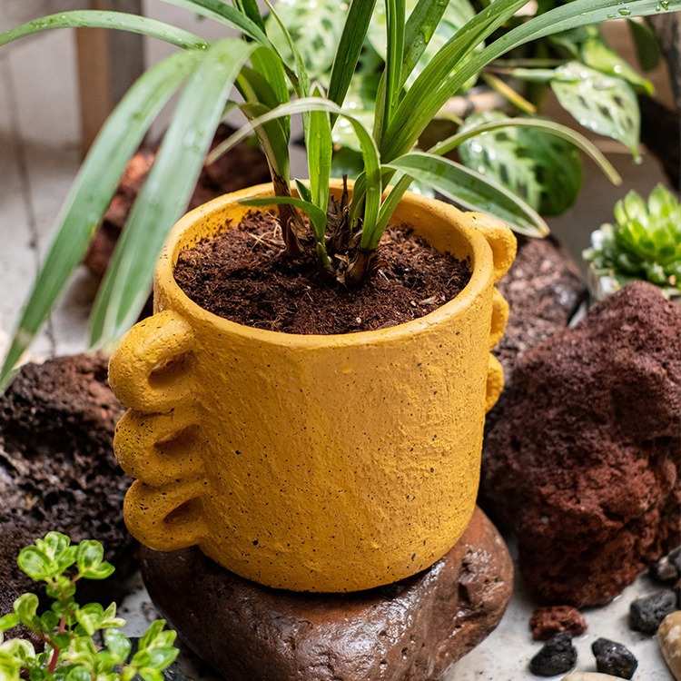 水泥花盆花器多肉植物盆干花插花花瓶客厅装饰素雅摆件侘寂风