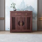 新中式 柜大容量客厅入户玄关柜一体家用门口小户型 乌金木实木鞋