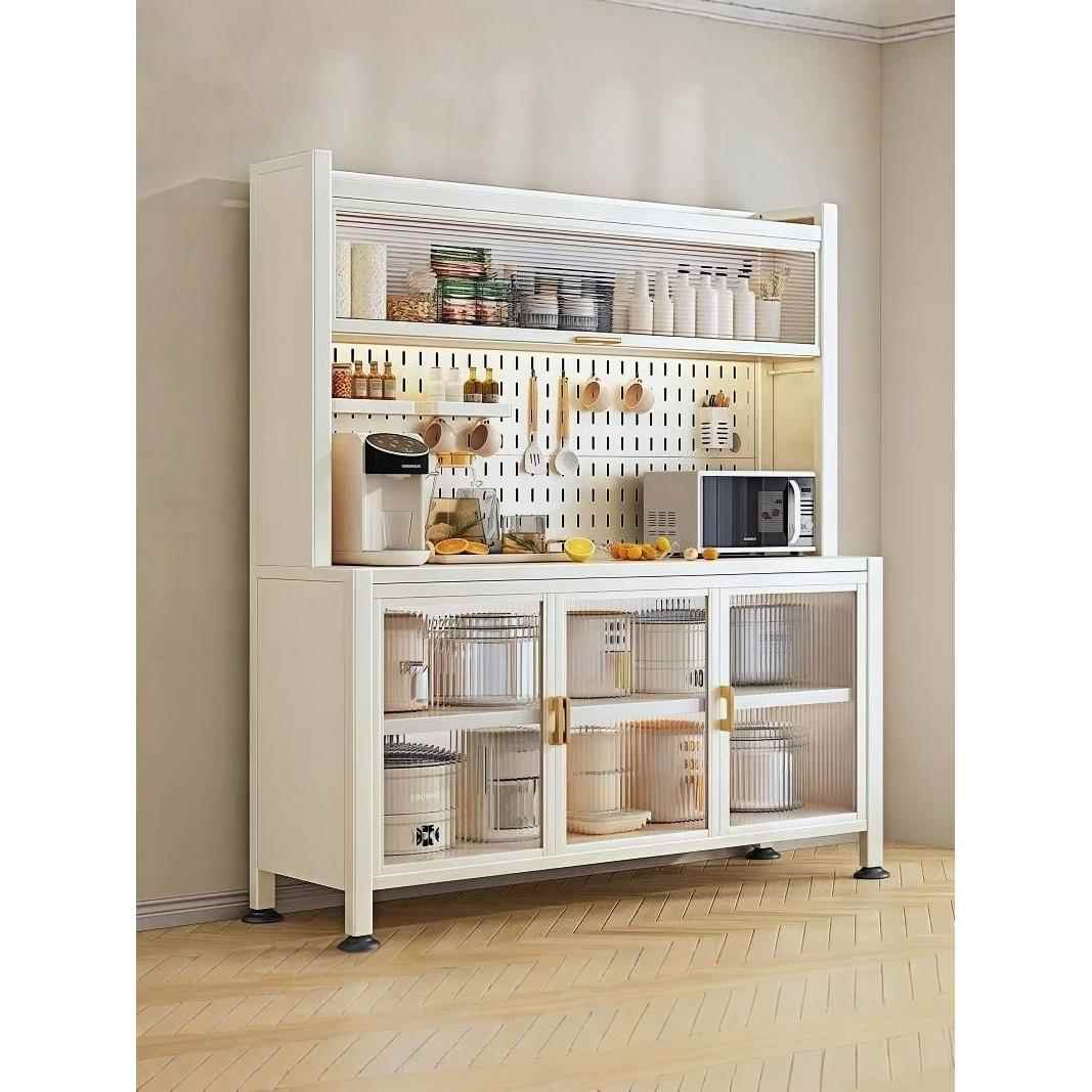 厨房多层餐边柜落地多功能置物架微波炉烤箱钢制收纳柜家用储物柜