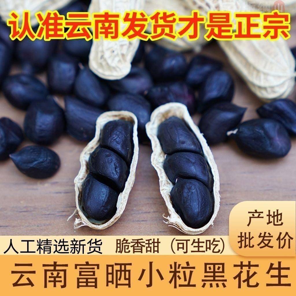 25新货云南黑花生原味带壳生晒干富硒黑衣正宗老品种小颗粒黑花生
