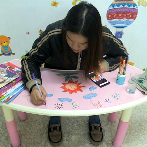 降佰尔JYG-3880斯扇形幼厚儿园课桌椅儿童l弧形桌椅加可升椅厂桌