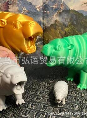 跨境新品动物雕像装饰品仿真河马家居派对装饰用品节日树脂摆件