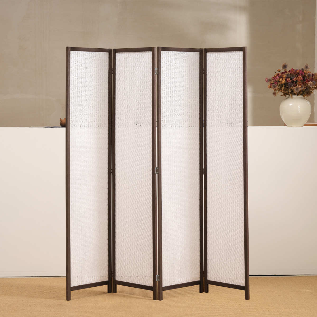 中式实木纸藤屏风隔断客厅酒店玄关可折叠饭厅背景移动租房隔断墙