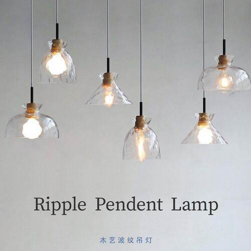 欧式原木玻璃小吊灯现简约餐厅客厅吧台楼梯间玄关床头灯具