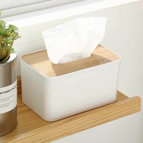tissue box room paper storage napkin holder 收纳竹盖纸巾盒