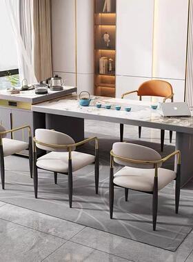 FX-2216岩板茶台桌现代办公室商务家用岛台餐桌一体大板简约泡茶