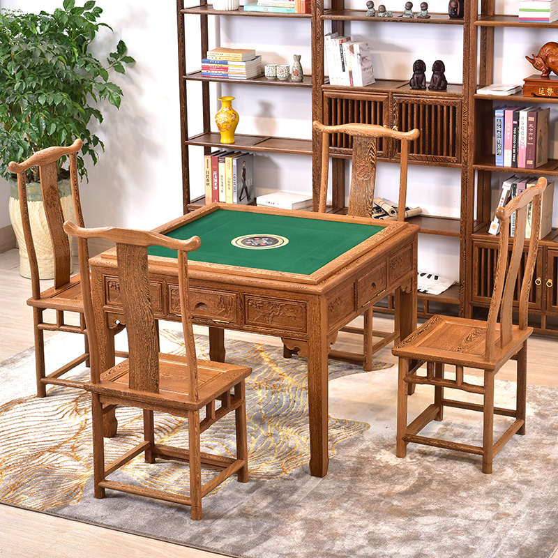 红木家具鸡翅木麻将桌全自动餐桌椅两用实木中式家用棋牌桌麻将机