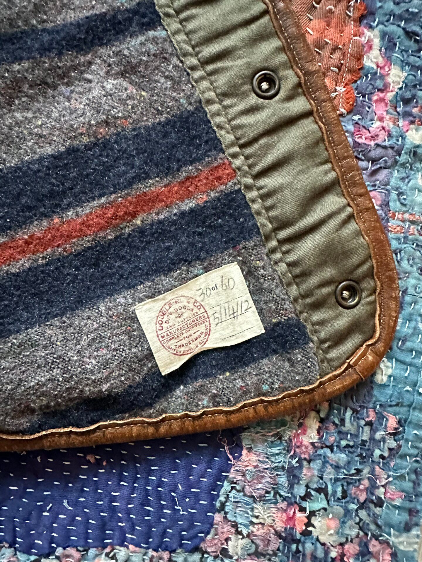 RRL Limited Brown Leather Vest — detail