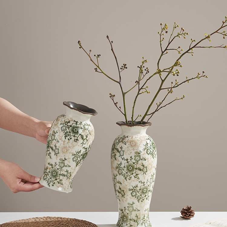 美式乡村复古田园风陶瓷花瓶摆件水培插花客厅餐桌装饰花器感