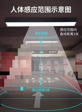 雷达感应地下车库照明灯地下车库停车场长条灯方通灯过道灯铝方通