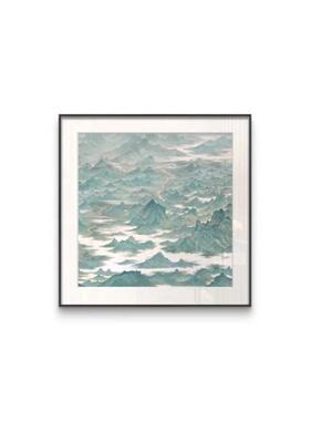 法式挂画海浪客厅餐厅抽象山水装饰画新中式民宿禅意壁卧室墙挂画
