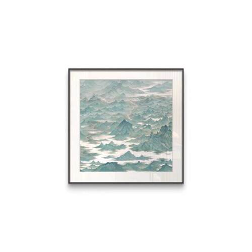 法式挂画海浪客厅餐厅抽象山水装饰画新中式民宿禅意壁卧室墙挂画