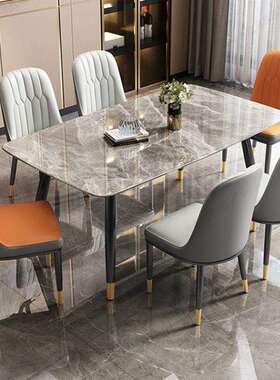 餐桌北欧现代轻LIX奢岩板椅简约出租组屋子家用吃合饭桌小户型长