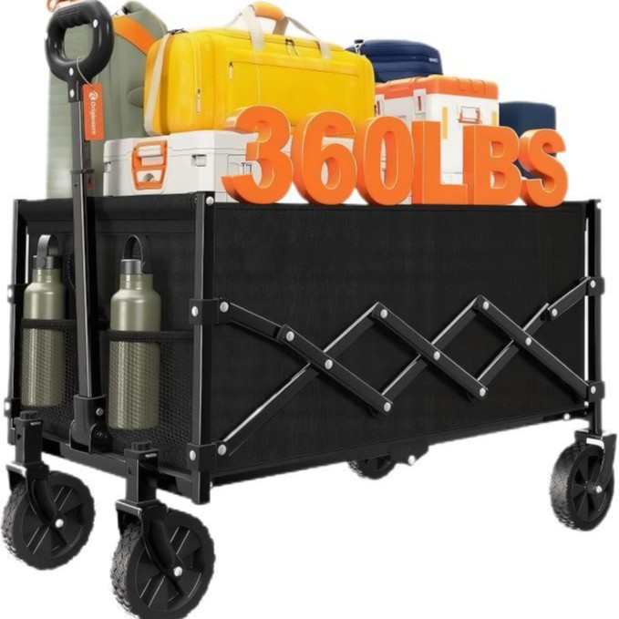 快拆户外露营小推车野外越野便携折叠手拉车可躺拖车批发