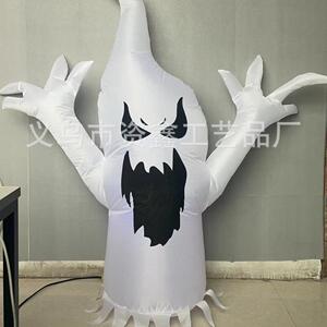 万圣节充气幽灵白模装饰贴窗派无品牌/院对花园鬼庭装气饰带LED灯