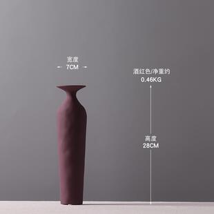 高档北欧橱极简莫兰迪色花瓶瓷样板房柜复古蓝色酒创意陶红摆件装