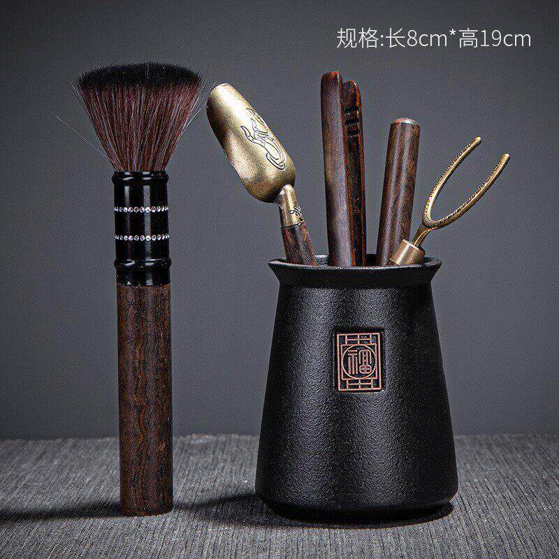 黑檀木茶道六君子套装功夫茶具配件大全茶匙泡茶工具茶夹养壶笔