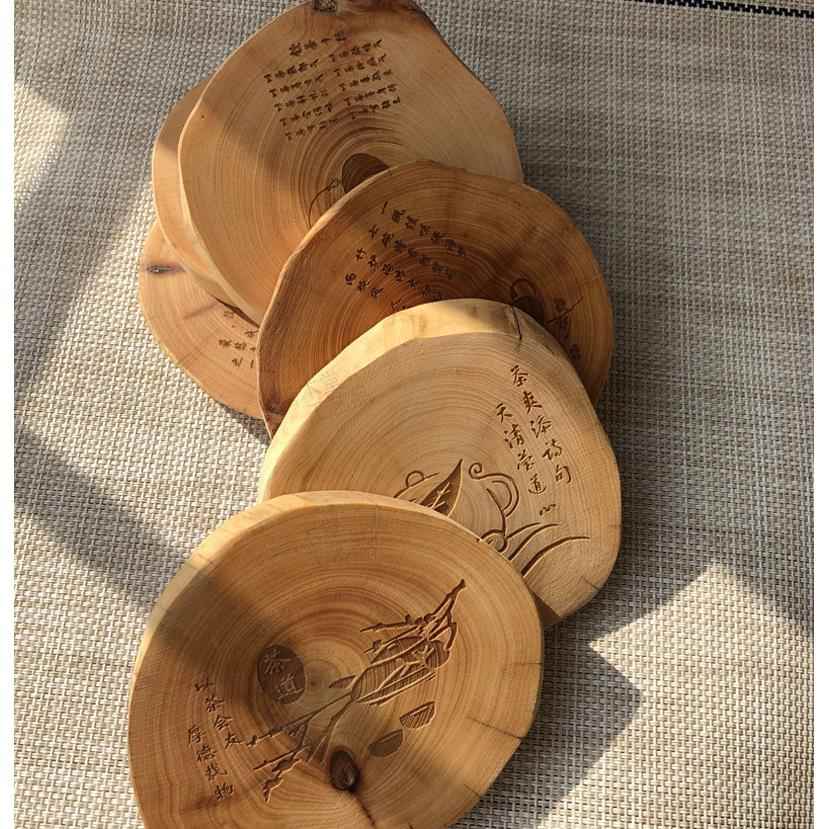 崖柏随形茶杯垫餐具垫隔热垫茶道茶具垫子花卉诗词美女可刻字