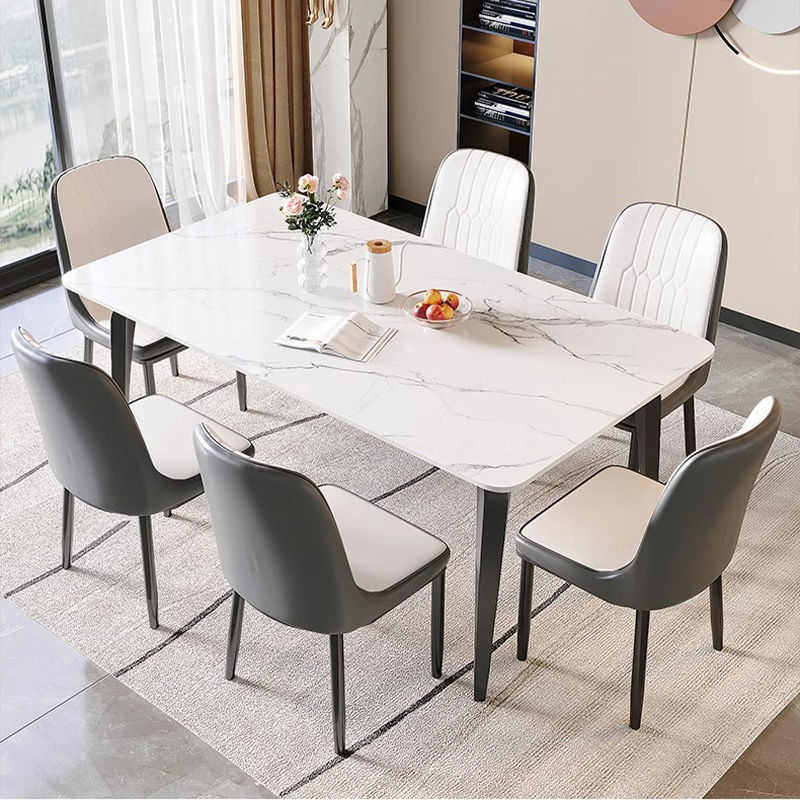 现代简约餐桌带椅子北欧岩板饭桌子意式轻奢亮光小户型家用长方形,住宅家具,实木餐桌,淘宝优惠券,粉丝福利购,淘宝优惠卷