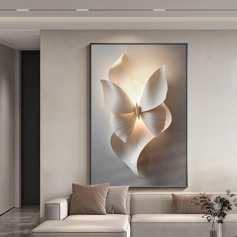 简约现代客厅装饰画高级立体感蝴蝶沙发背景墙挂画玄关正对门壁画图片