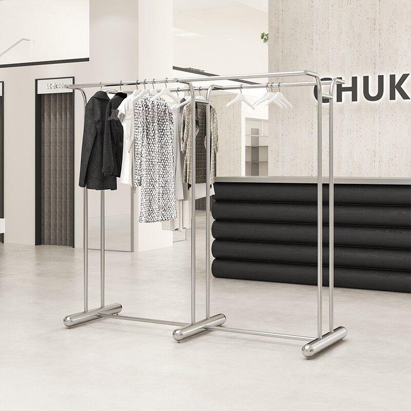 服装店陈列道具不锈钢落地式双排新款女装店童装店中岛架展示架子