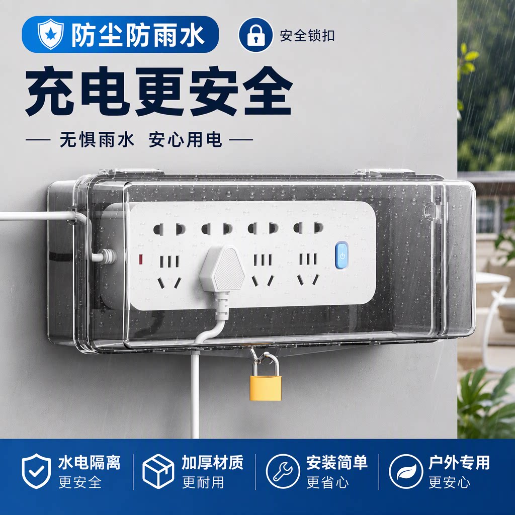 国际电工户外带锁防盗防水排插盒