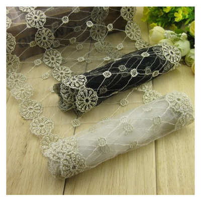 双边对称宽金丝线diy头饰配料花边 蝴蝶结刺绣蕾丝条纶网纱辅料