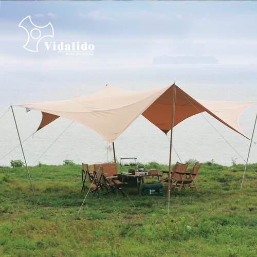 vidalido精致露营户外超大双翼怪兽复古TC棉布防雨遮阳天幕凉棚