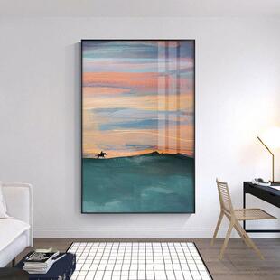 北欧风入户玄关装 抽象挂画 饰画走廊过道尽头风景现代简约壁画竖版