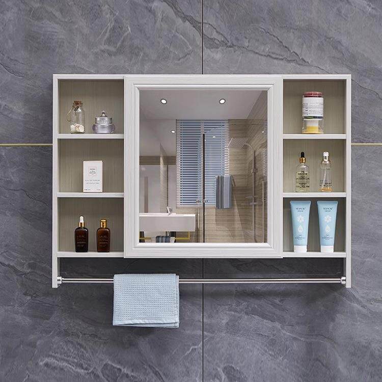 浴室镜柜挂墙式带置物架碳纤维卫生间镜子简约洗漱台收纳柜储物单