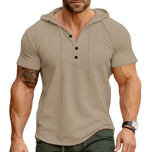 Men's sports fitness men's short sleeved hoodie