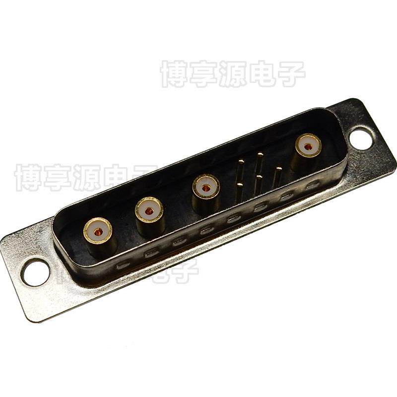 D-SUB 9W4射频连接器公头 焊线式射频同轴5+4公座插头 混装大电流