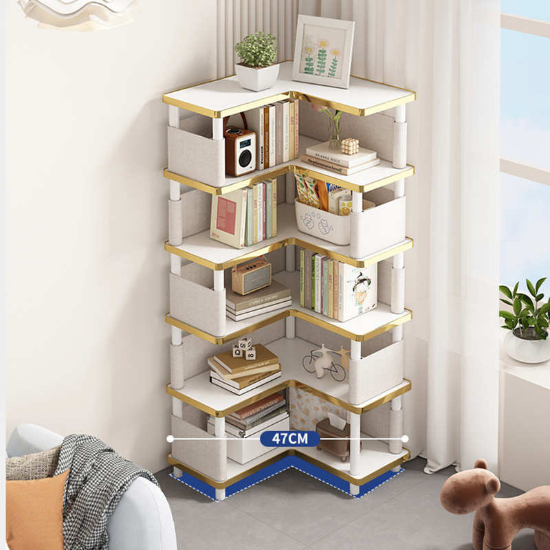 转角书架落地置物架靠墙收纳架北欧多层杂志架家用卧室儿童书架