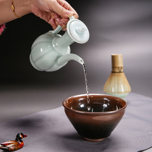 仿宋执壶陶瓷点茶工具手执壶汤瓶茶酒壶宋代斗茶比赛培训练习茶壶