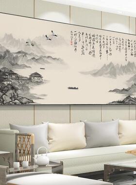 深圳大芬油画村客厅挂画沙发背景墙壁画字画新中式大气山水装饰画
