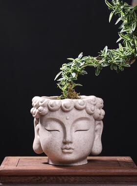 工厂现货创意简约仿石树脂佛祖花盆容器庭院景观园艺绿植花器