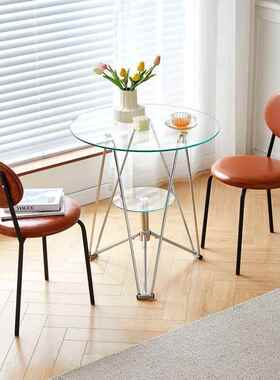 约带滑轮圆桌简可升降家用休QMZ阳台小桌闲接待洽谈郁桌金香沙发