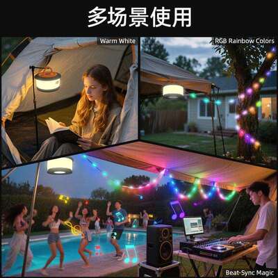 GCB亚马逊跨境热庭销LE皮露线灯营户外闪灯院氛围D灯圣诞节装饰串