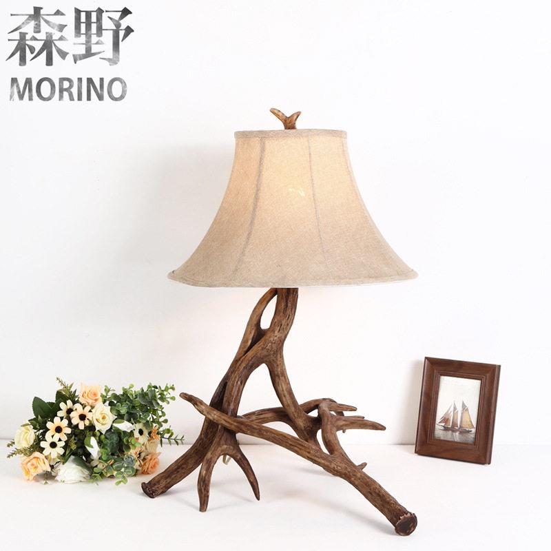 森野照明美式乡村鹿角灯客厅餐厅咖啡厅别墅阳台过道复古鹿角台灯