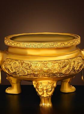 铜双龙香炉三足香炉鼎家用龙戏珠超大特大号寺院供奉香炉大尺寸纯