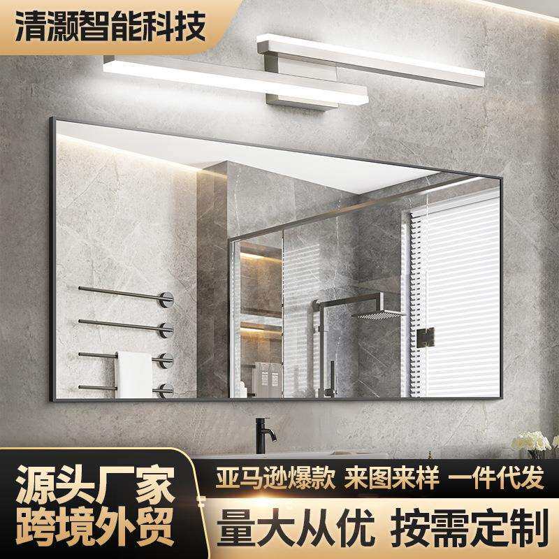 美式浴室挂壁led镜前灯36英寸梳妆台灯现代拉丝镍色梳妆台灯