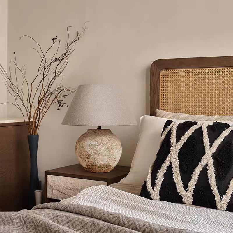 侘寂风台灯日式卧室床头客厅书房民宿酒店落地式摆件复古陶罐台灯