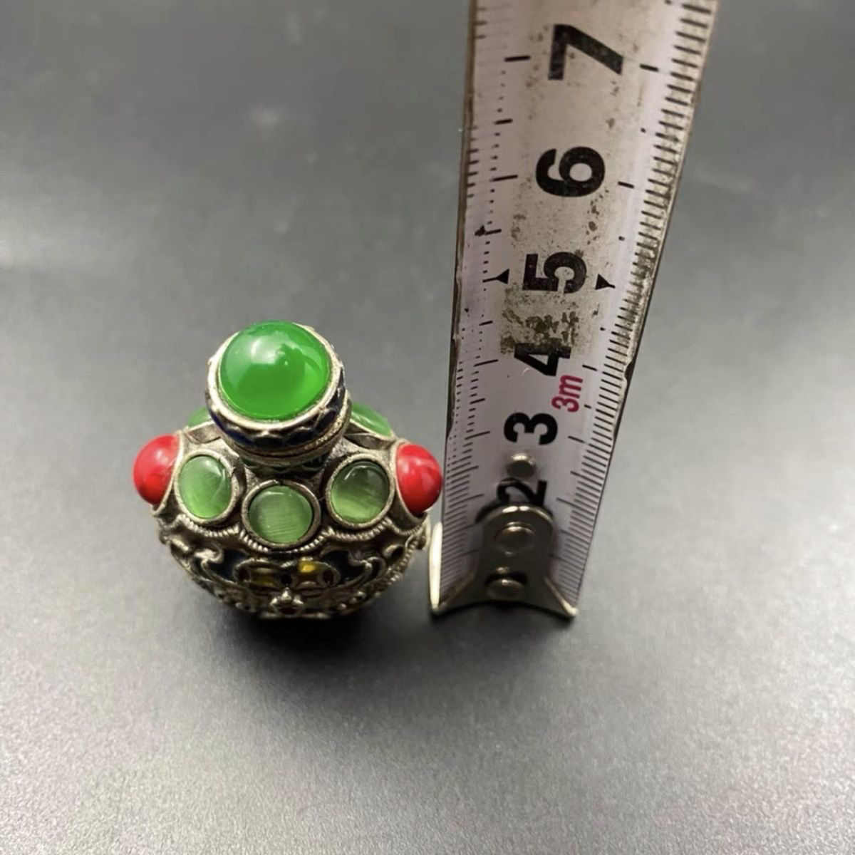 古玩收藏新银藏银镶嵌景泰蓝收藏烟具迷你鼻烟壶鼻吸随身带瓶子