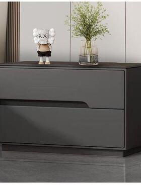 实木现代简轻奢卧床边柜床Mji65RKt头柜室用床头柜岩家板床头约柜