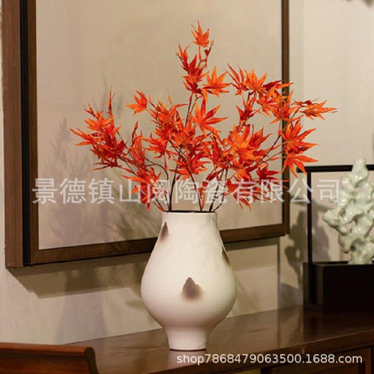 景德镇陶瓷花瓶摆件客厅插花素烧手绘瓷瓶中式家居装饰品瓷器瓶子