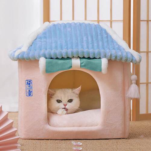 高档封闭式屋猫窝别墅猫房子可拆洗保可暖爱日保暖四季系通用宠物